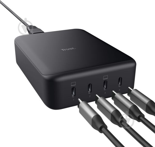 Мережевий зарядний пристрій Trust Maxo 240 Вт GaN 4xUSB-C (25413_TRUST) - фото 3 Мережевий зарядний пристрій Trust Maxo 240 Вт GaN 4xUSB-C (25413_TRUST) - фото 3