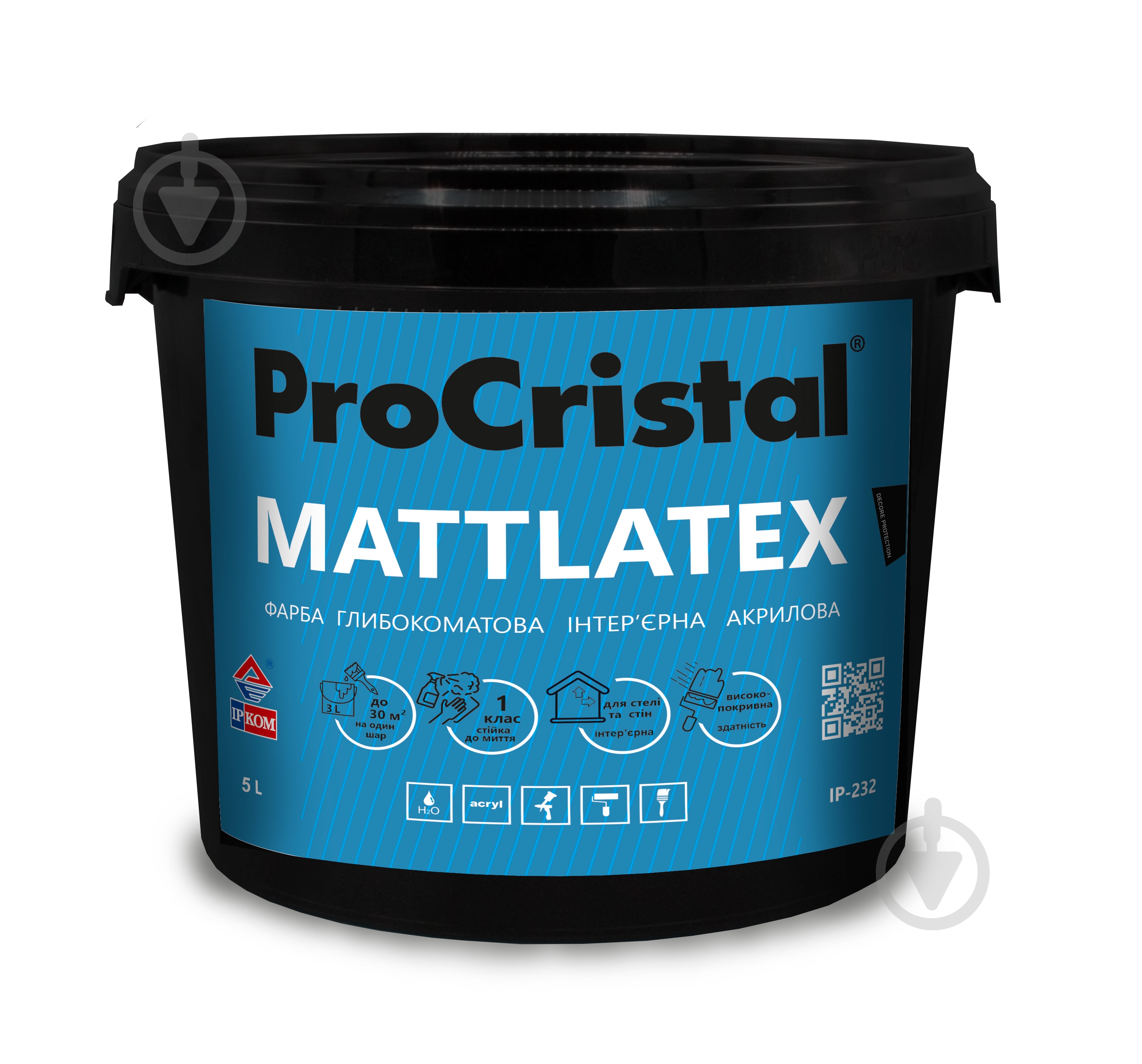 Фарба акрилова ProCristal Mattlatex ІР-232 мат білий 5 л - фото 1