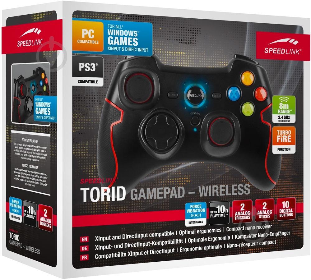 Геймпад Speedlink TORID Gamepad Wireless for PC-PS3 (SL-6576-BK-02) - фото 10 Геймпад Speedlink TORID Gamepad Wireless for PC-PS3 (SL-6576-BK-02) - фото 10