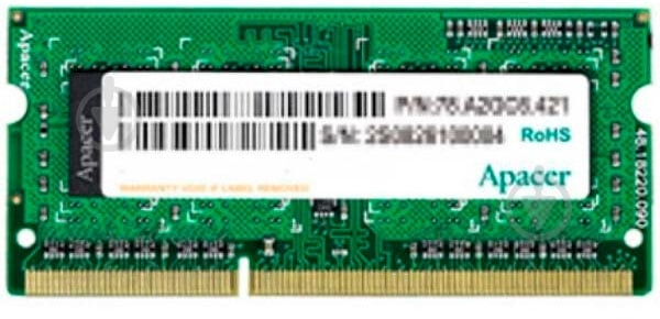 Оперативная память Apacer SODIMM DDR3 8 GB (1x8GB) 1600 MHz (AS08GFA60CATBGC) - фото 1 Оперативная память Apacer SODIMM DDR3 8 GB (1x8GB) 1600 MHz (AS08GFA60CATBGC) - фото 1