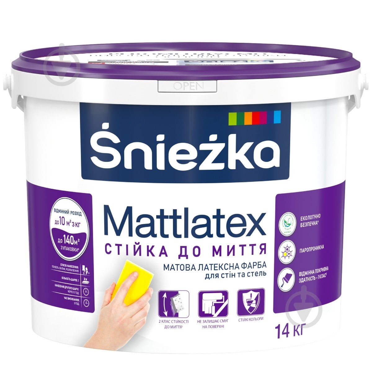 Фарба латексна водоемульсійна Sniezka інтер'єрна Mattlatex мат білий 10 л 14 кг - фото 1