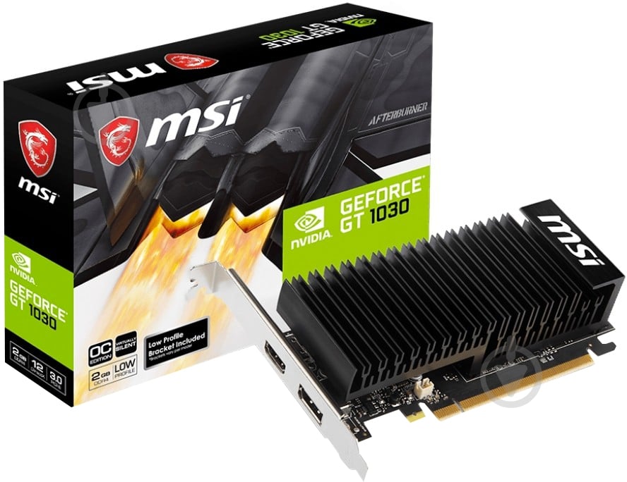 Видеокарта MSI GeForce GT 1030 Silent OC 2GB GDDR4 64bit (GT 1030 2GHD4 LP OC) - фото 1 Видеокарта MSI GeForce GT 1030 Silent OC 2GB GDDR4 64bit (GT 1030 2GHD4 LP OC) - фото 1