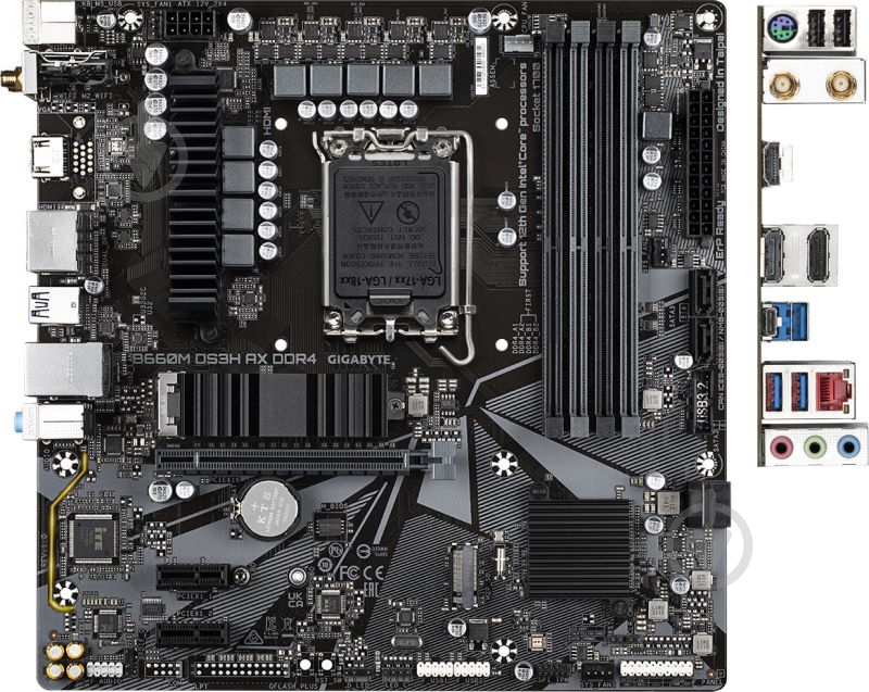 Материнская плата Gigabyte B660M DS3H AX DDR4 (Socket 1700, Intel B660, micro ATX) - фото 1 Материнская плата Gigabyte B660M DS3H AX DDR4 (Socket 1700, Intel B660, micro ATX) - фото 1