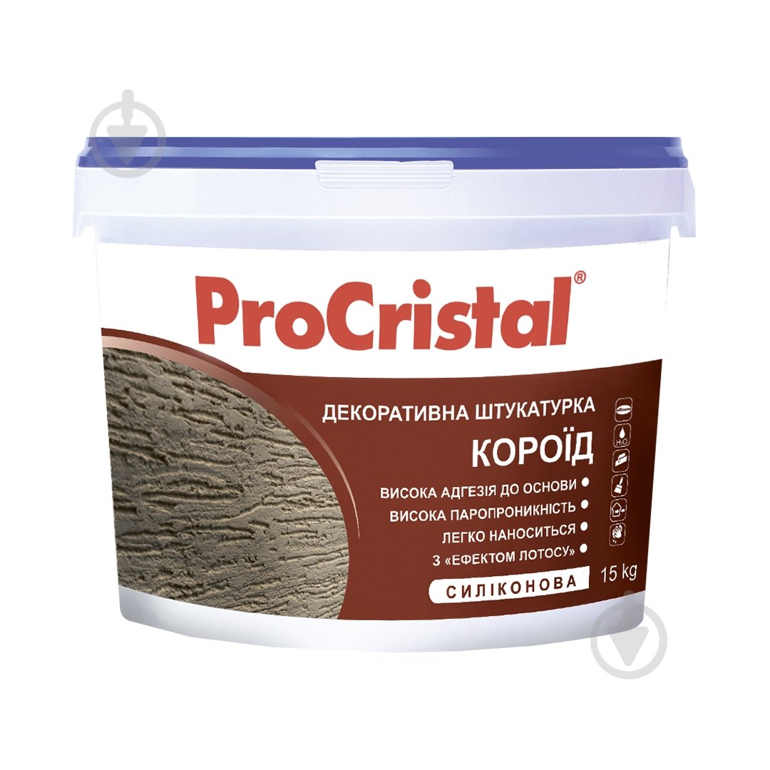 Декоративна штукатурка ProCristal силіконова Короїд 2,0 мм 15 кг білий - фото 1