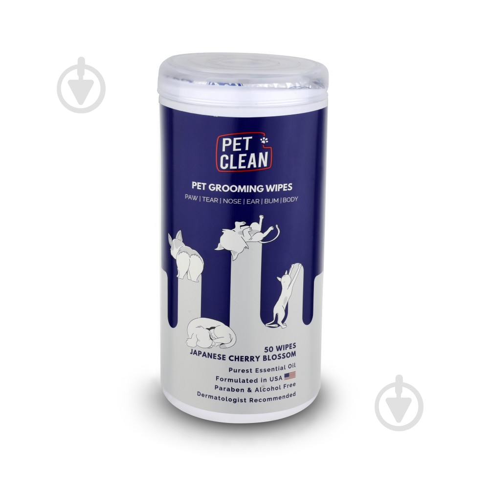Влажные салфетки PET GROOMING WIPES для груминга домашних животных с ароматом цветов японской вишни 50 шт. для котов - фото 1 Влажные салфетки PET GROOMING WIPES для груминга домашних животных с ароматом цветов японской вишни 50 шт. для котов - фото 1