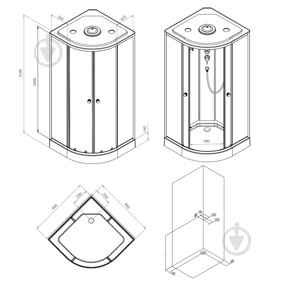 Душевая кабина AM.PM X-Joy W94C-401-090BT 90x90 см, без гидромассажа - фото 8 Душевая кабина AM.PM X-Joy W94C-401-090BT 90x90 см, без гидромассажа - фото 8