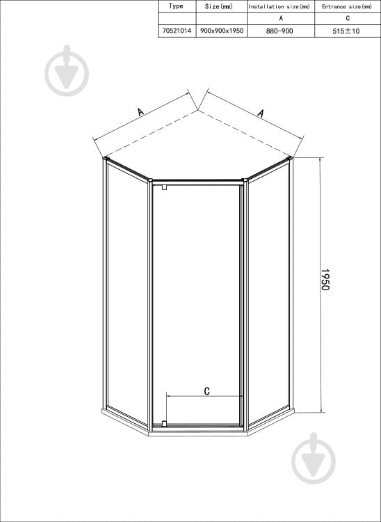 Душове огородження EGO Slim 90x90x195 - фото 2