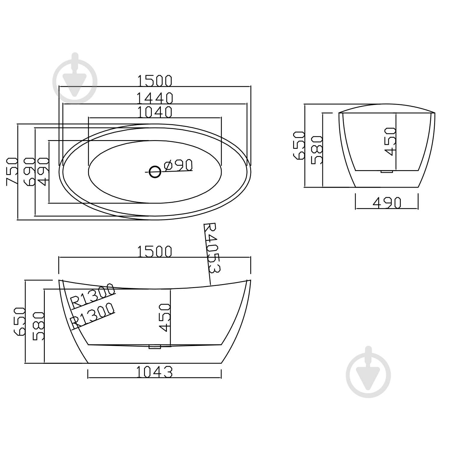 Ванна акриловая Helmken Elysian 150х75 см - фото 7