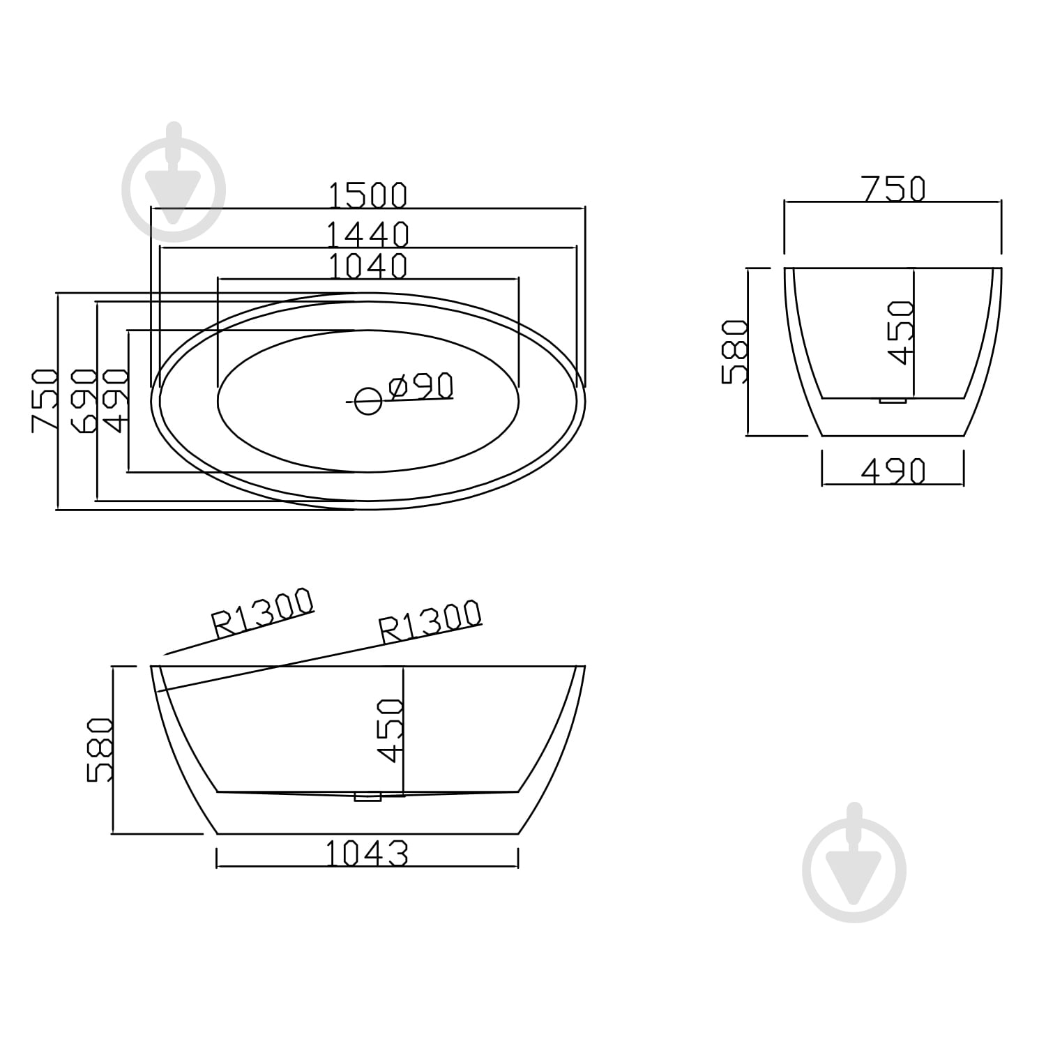 Ванна акрилова Helmken Opaline 150х75 см - фото 7 Ванна акрилова Helmken Opaline 150х75 см - фото 7