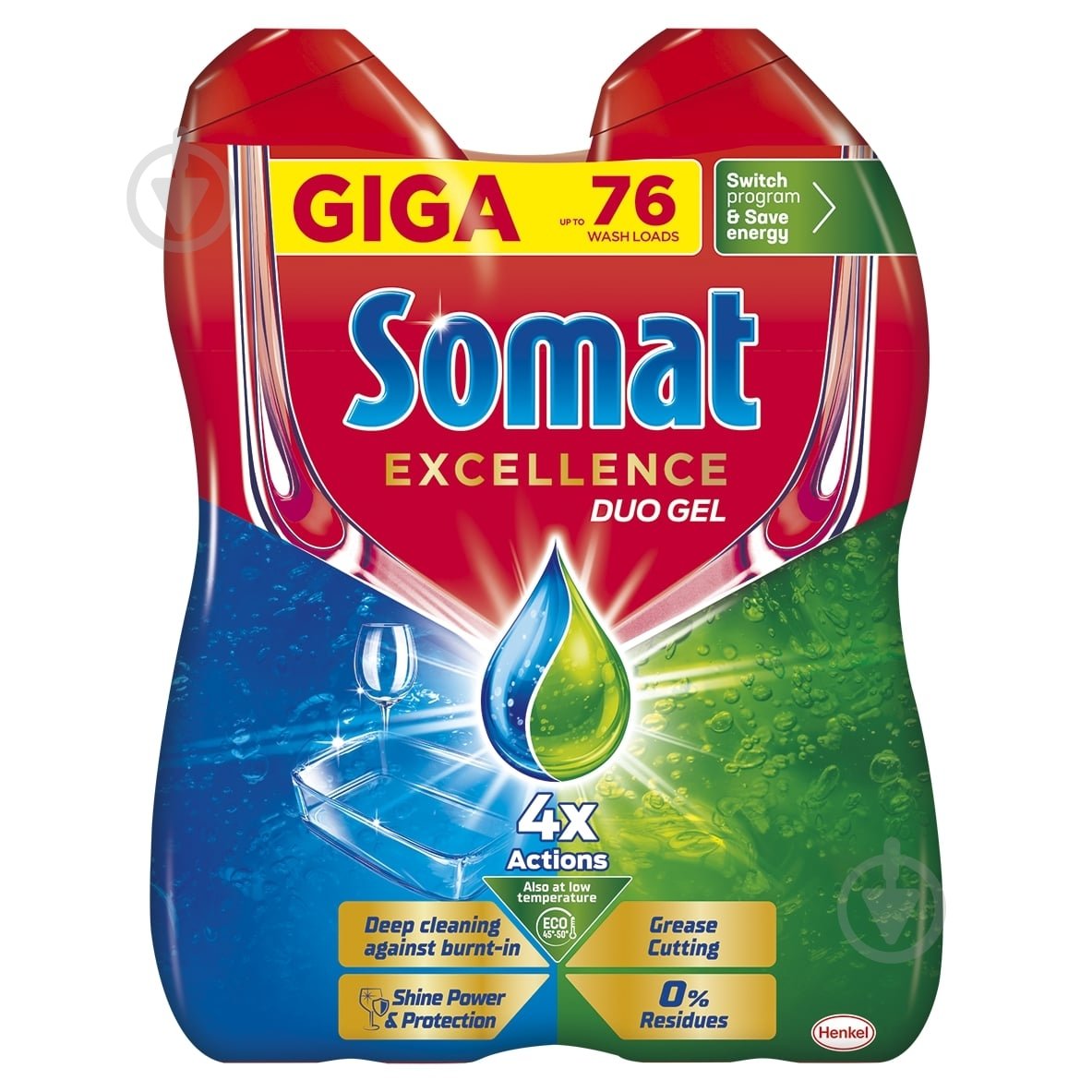 Гель для посудомийних машин Somat Exellence Duo Gel Антижир 684+684 мл - фото 1