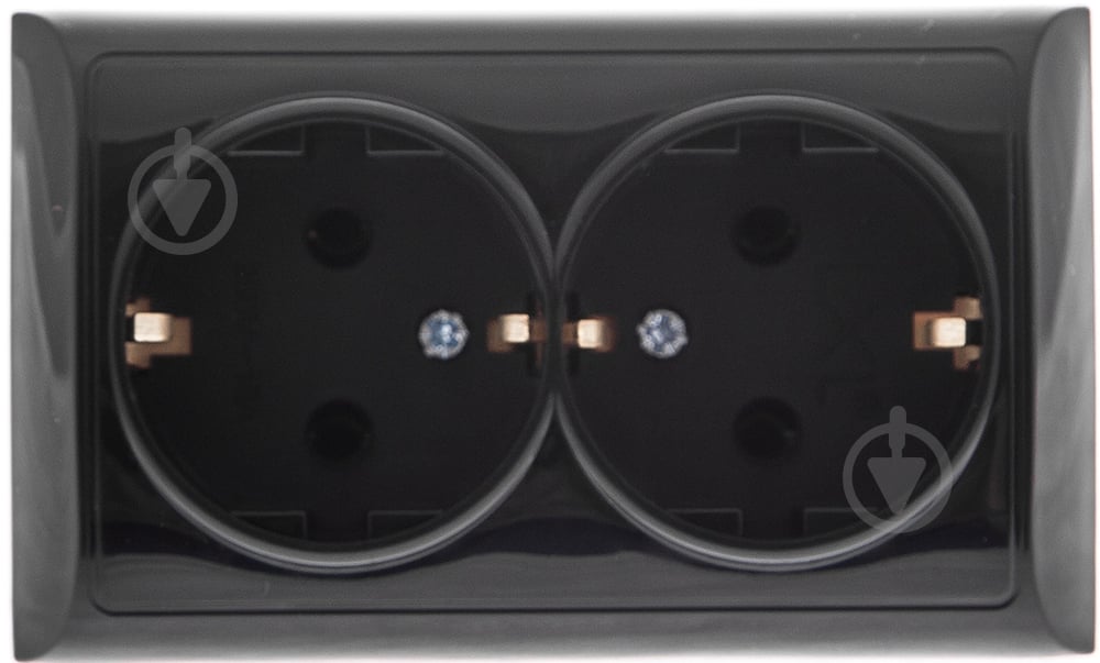 Розетка подвійна подвійна із заземленням UP! (Underprice) IP20 чорний 2212 BLACK - фото 3