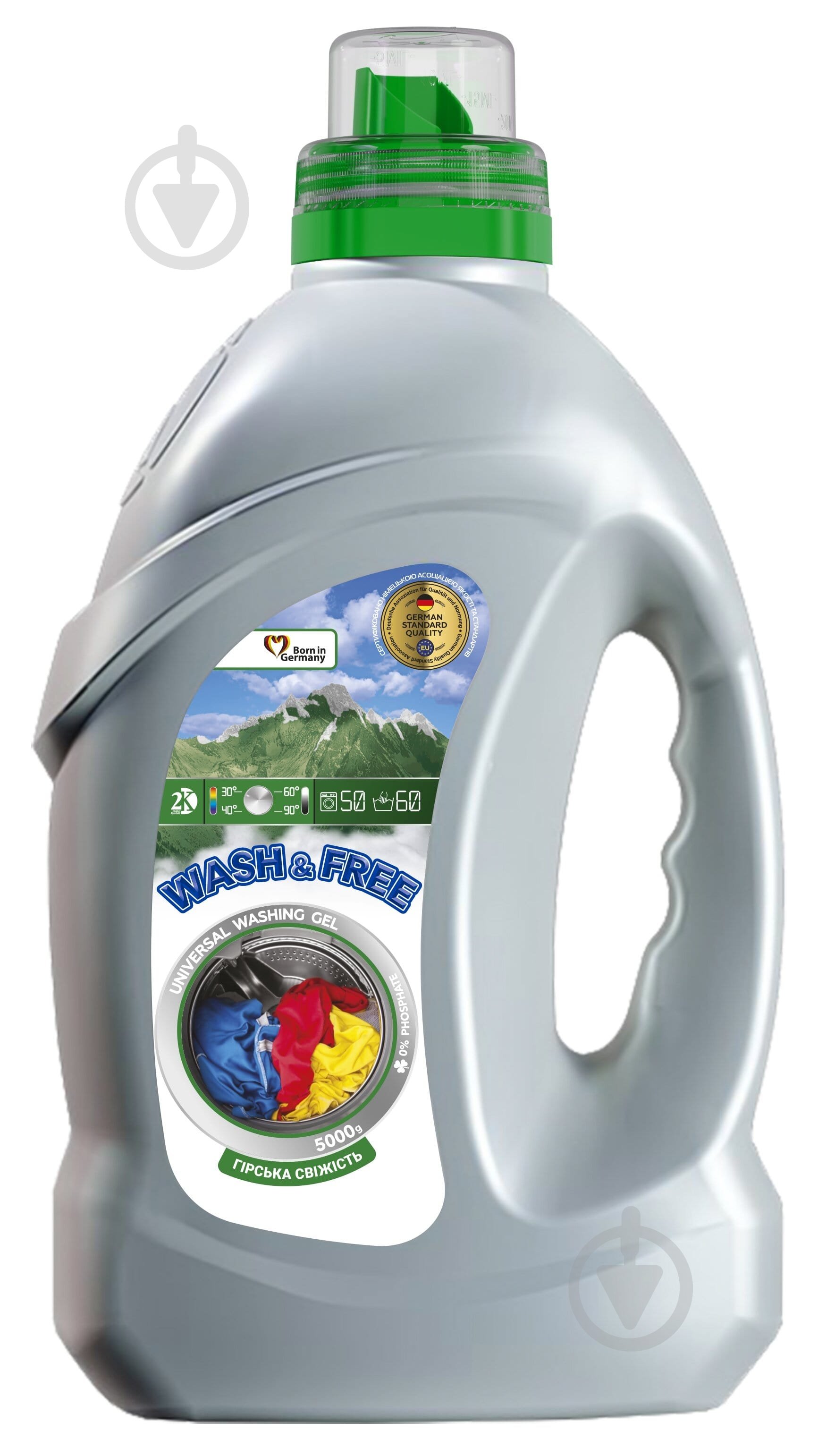 Гель для машинного та ручного прання Wash&Free Гірська свіжість 2 кг - фото 1