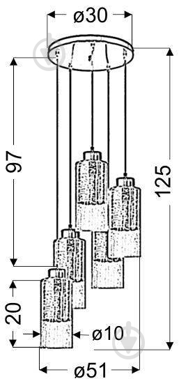 Люстра подвесная Candellux LIBANO 5x60 Вт E27 прозрачный/серебро 35-51813 - фото 2