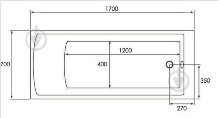 Ванна акриловая domospa VKUF600017 170х70 см NUVO белая - фото 2 Ванна акриловая domospa VKUF600017 170х70 см NUVO белая - фото 2