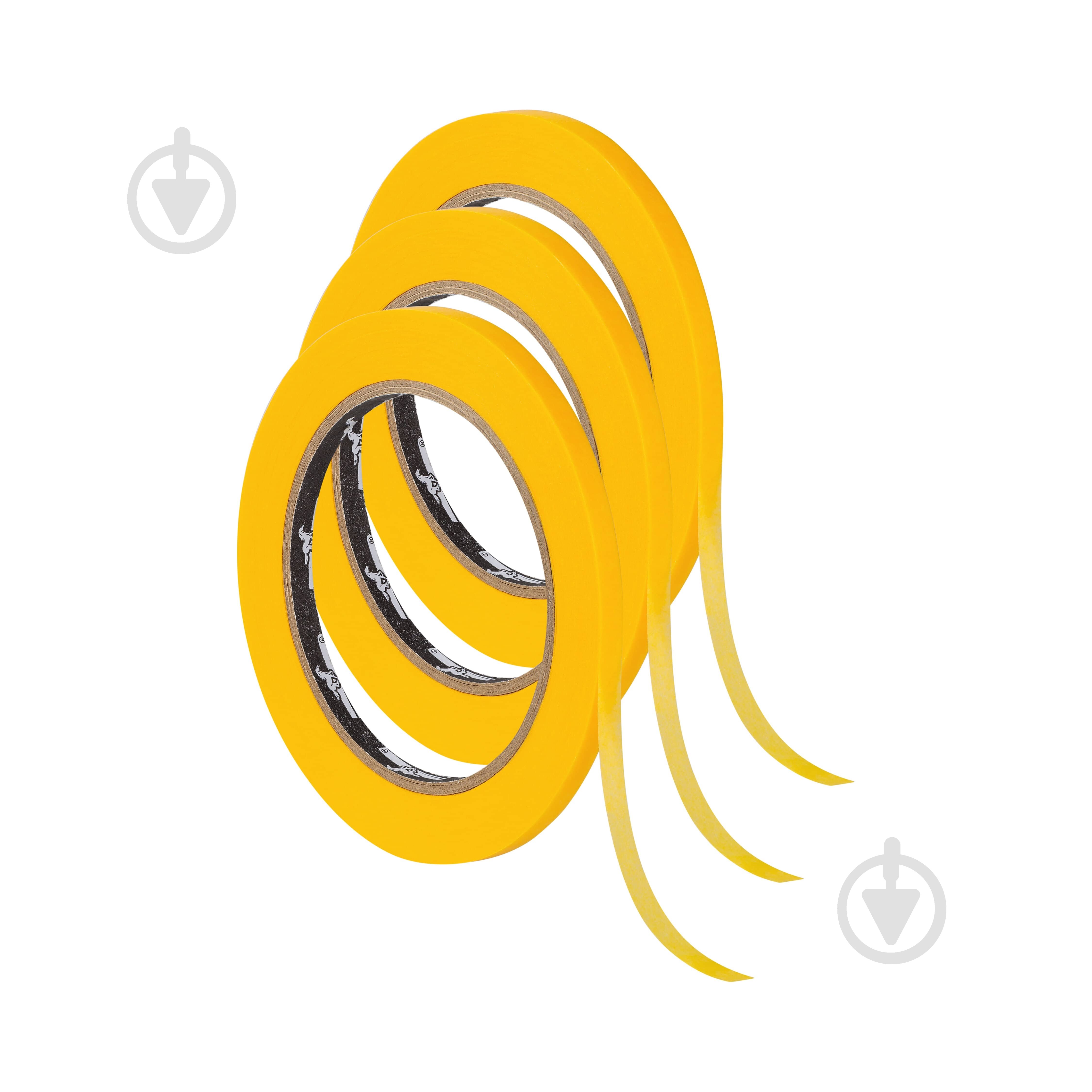 Лента малярная Mustang CONTOUR LINE желтая (комплект 3 шт.) 6 мм x 50 м - фото 2