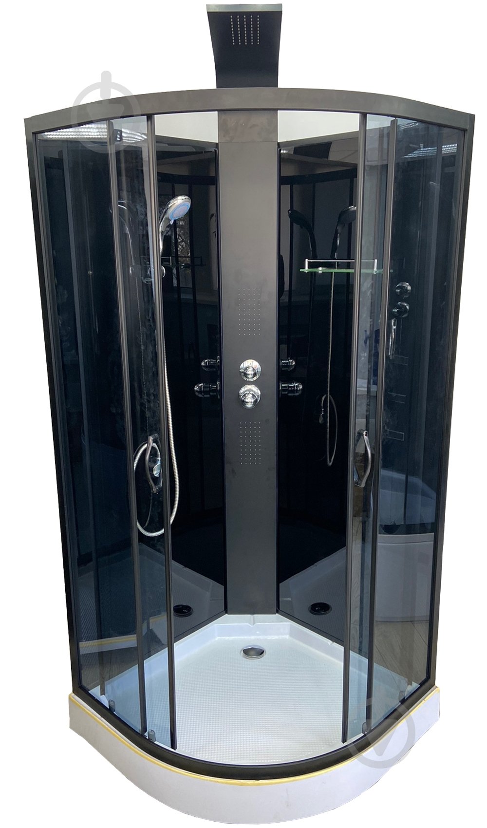 Душевой бокс GM Dp 210 90x90 см графит/черный полукруг - фото 5