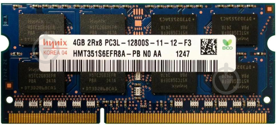 Оперативная память Hynix SODIMM DDR3L 4 GB (1x4GB) 1600 MHz (HMT351S6EFR8A-PB) - фото 1