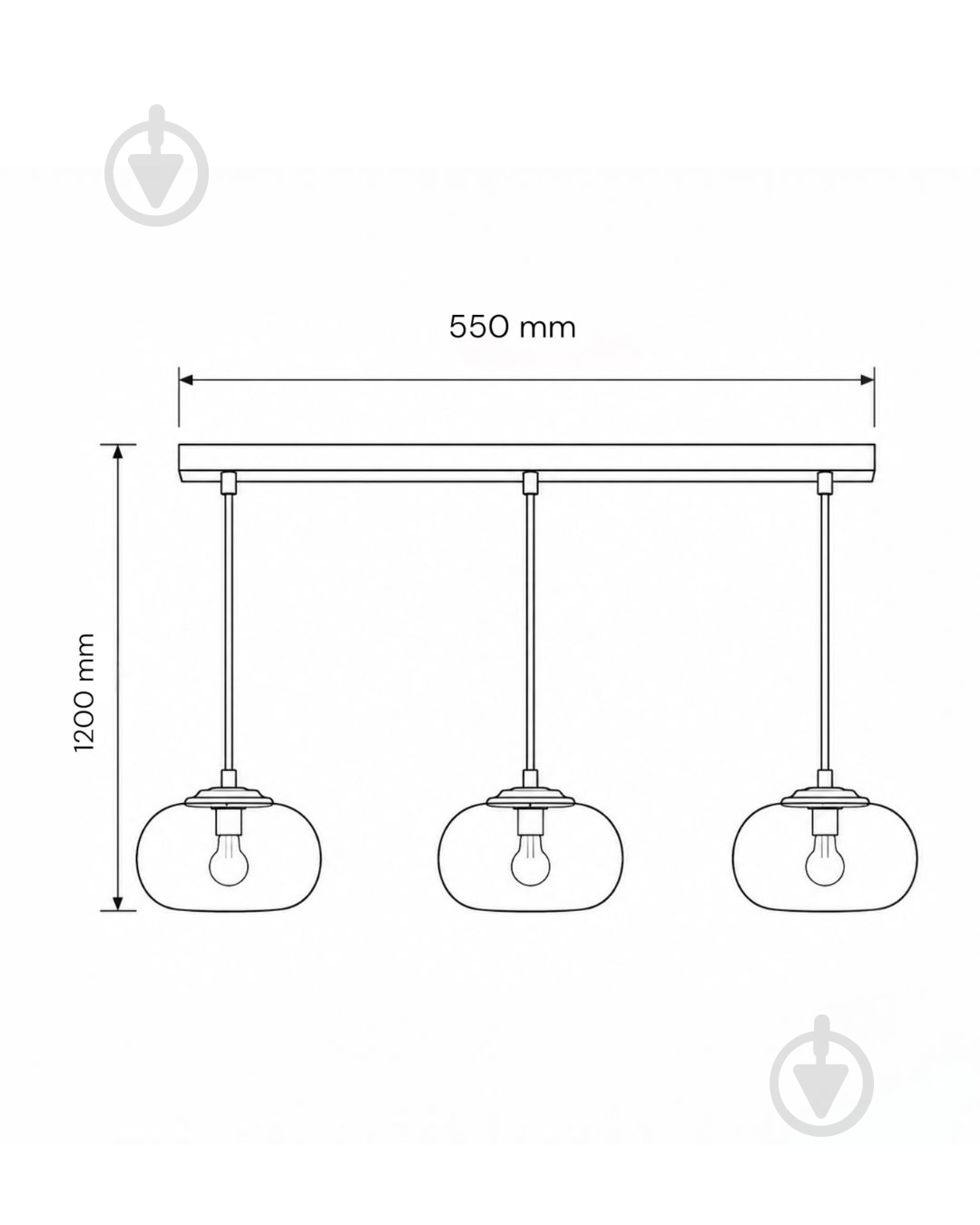 Люстра підвісна LIGHT SET SHANA 3PL 3xE14 чорний/димчастий - фото 2