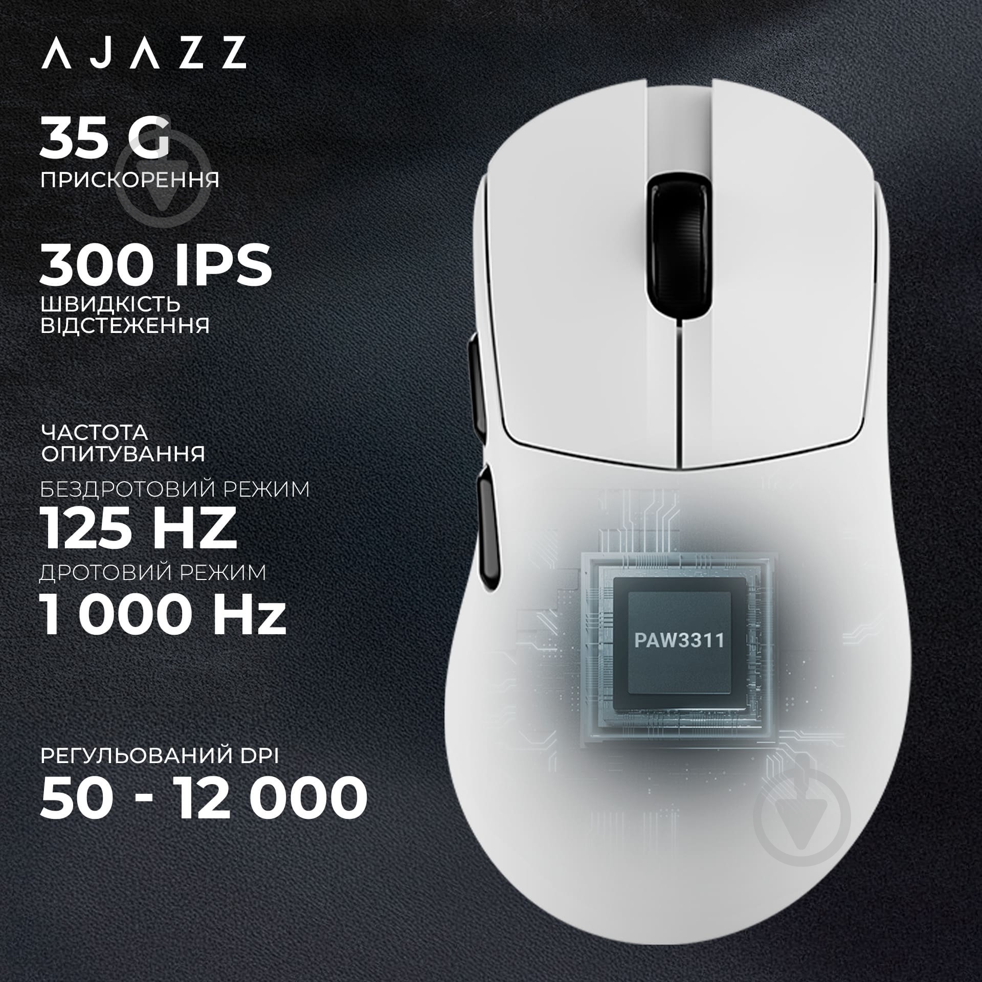 Мишка бездротова Ajazz v2 max white-3 Model-3311 white (AJ179-V2-MAX-W) - фото 10 Мишка бездротова Ajazz v2 max white-3 Model-3311 white (AJ179-V2-MAX-W) - фото 10