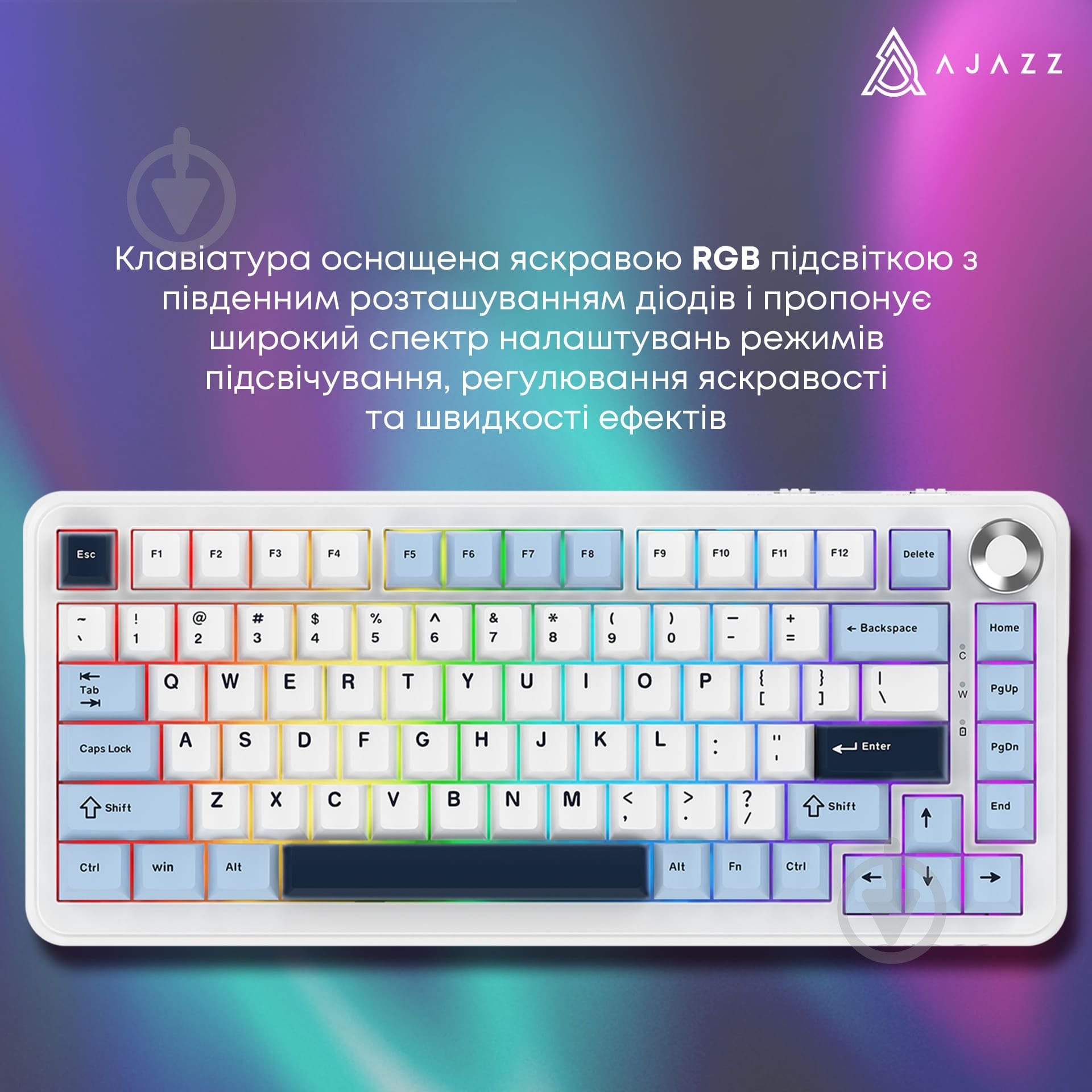 Клавіатура бездротова Ajazz MAX PLUS -Daydream Switch-Blue-White-Dark Blue-3 model-with screen- RGB (AK820MAX-DD-BWD) whi - фото 11 Клавіатура бездротова Ajazz MAX PLUS -Daydream Switch-Blue-White-Dark Blue-3 model-with screen- RGB (AK820MAX-DD-BWD) whi - фото 11