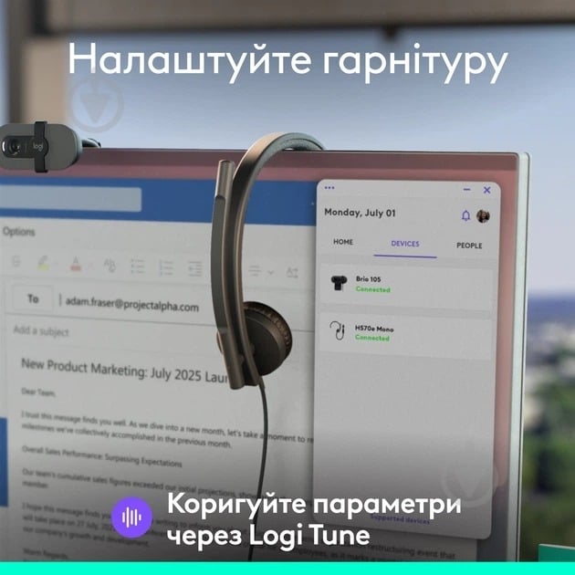 Гарнитура Logitech H570e Corded Mono USB Headset black (981-001427) - фото 9