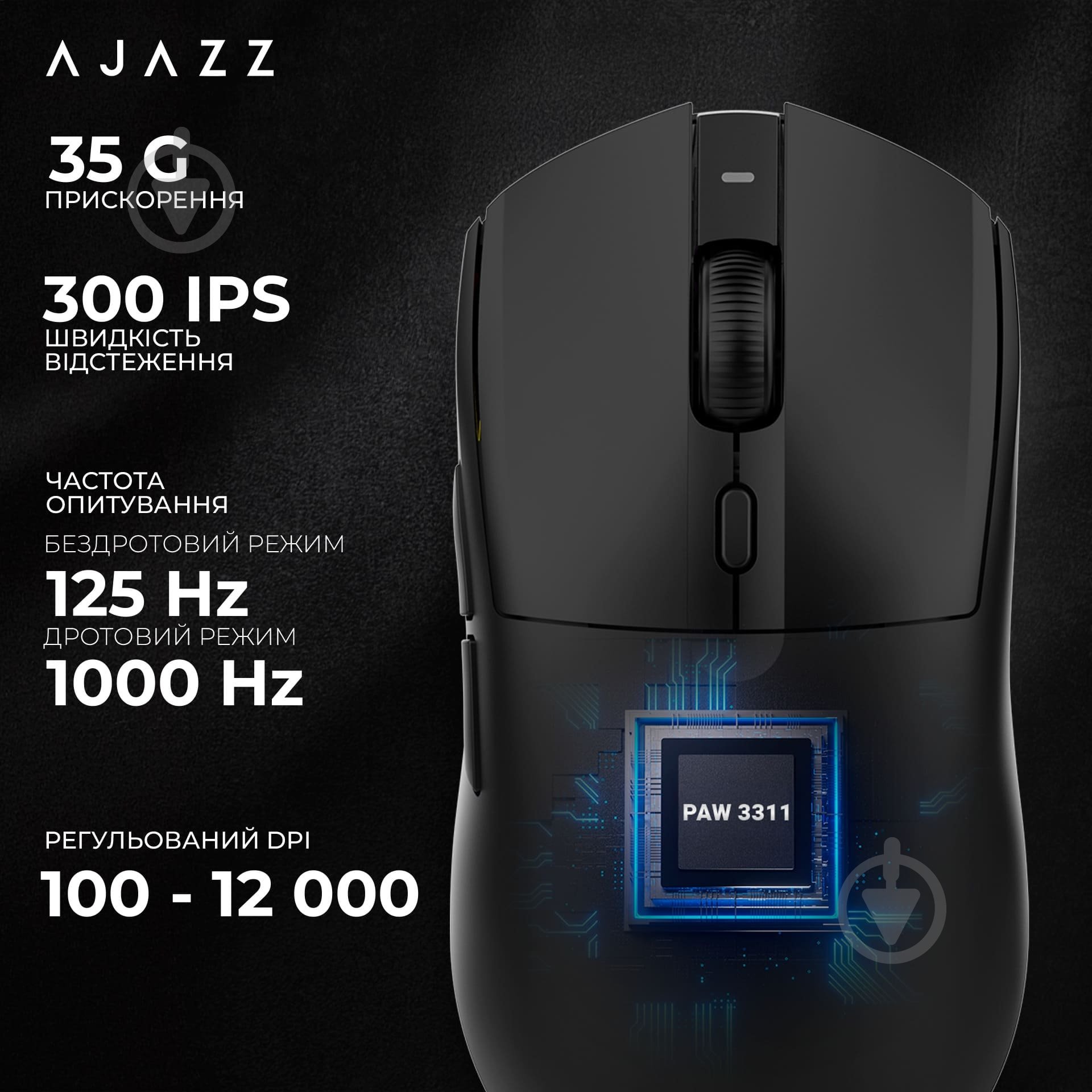 Мишка бездротова Ajazz V2 MC -3 Mod-Black-3311 black (AJ139-V2-MC-B) - фото 12 Мишка бездротова Ajazz V2 MC -3 Mod-Black-3311 black (AJ139-V2-MC-B) - фото 12