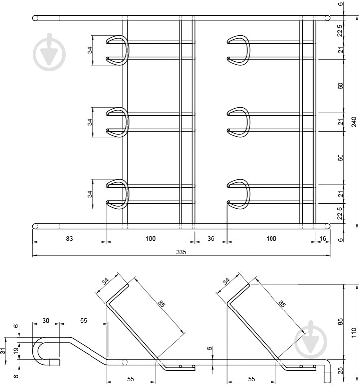 Полка на рейлинг Smart для стаканов 84302 хром - фото 2