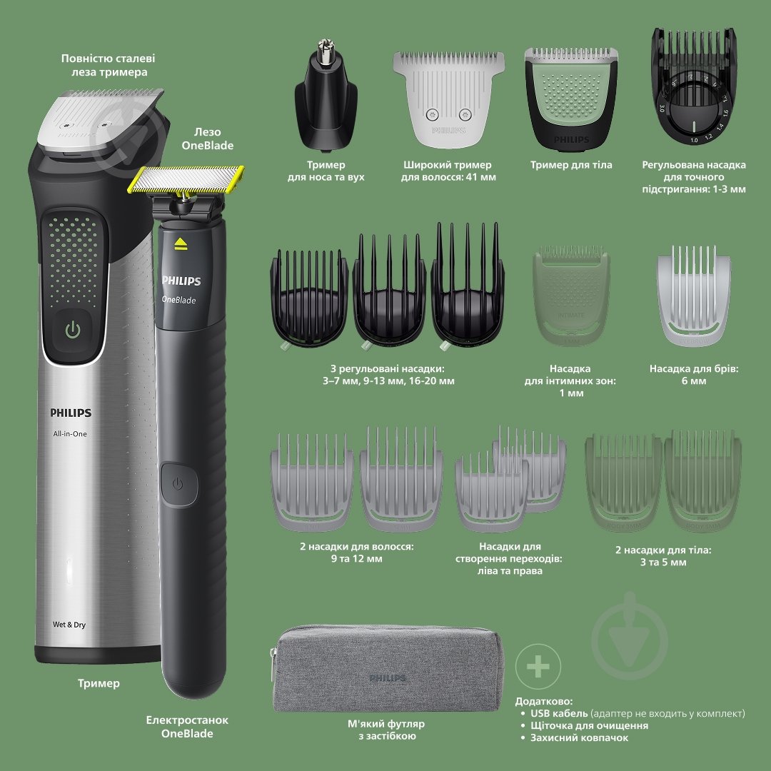 Триммер универсальный Philips MG9558/15 серии 9000 (20-в-1) - фото 2 Триммер универсальный Philips MG9558/15 серии 9000 (20-в-1) - фото 2