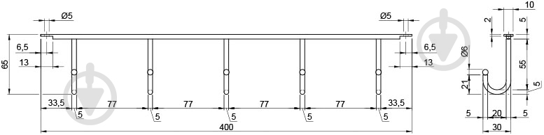 Крючки на планке Smart 54588 хром - фото 4