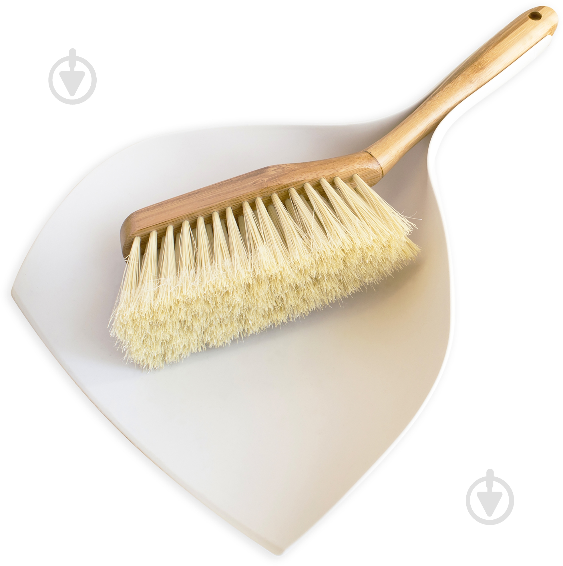 Совок со щеткой ECO BAMBOO York 10 см белый 4062140-001740 - фото 1