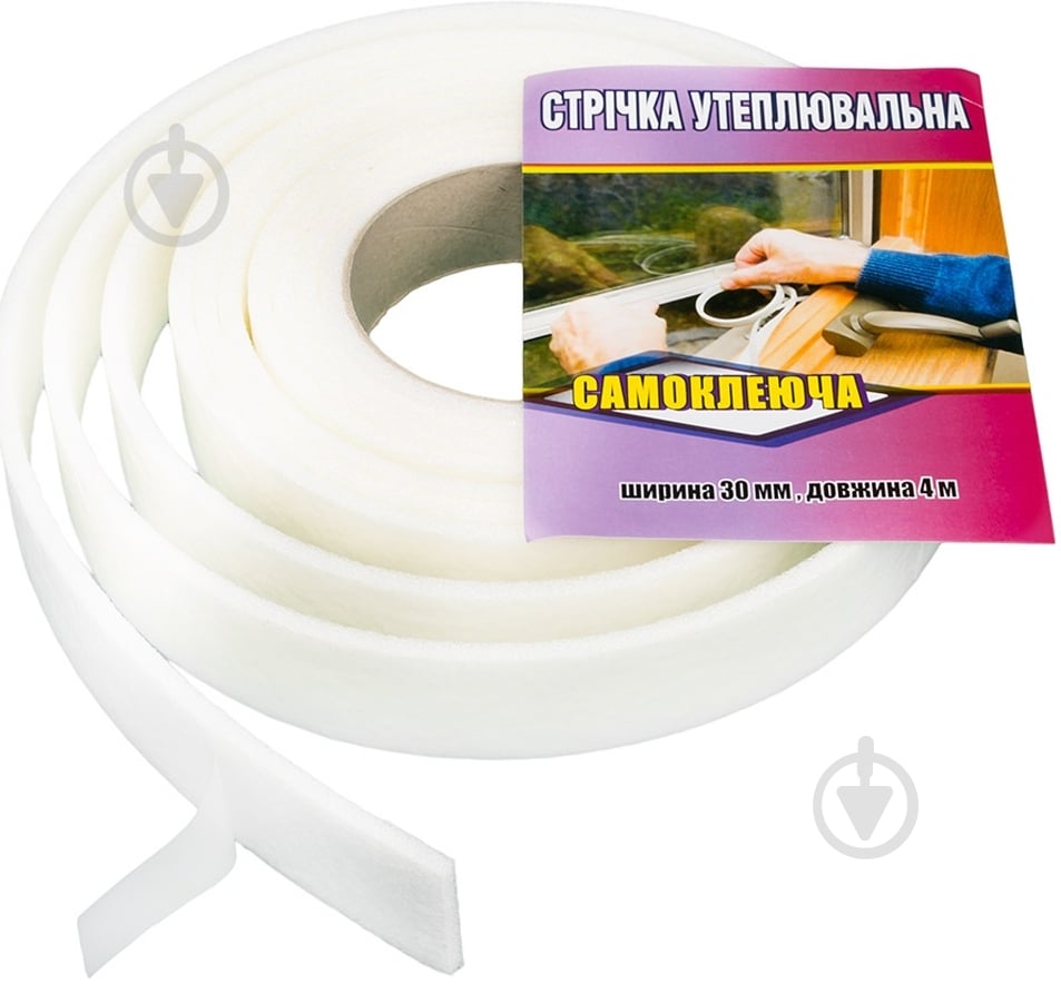 Уплотнитель самоклеящийся прямоугольный ППЭ Rolli 30x4мм 4 м 4 м белый - фото 1
