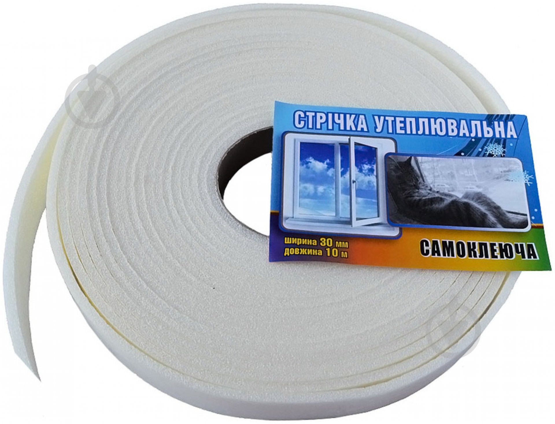 Уплотнитель самоклеящийся прямоугольный ППЭ Rolli 30x4мм 10 м 10 м белый - фото 1