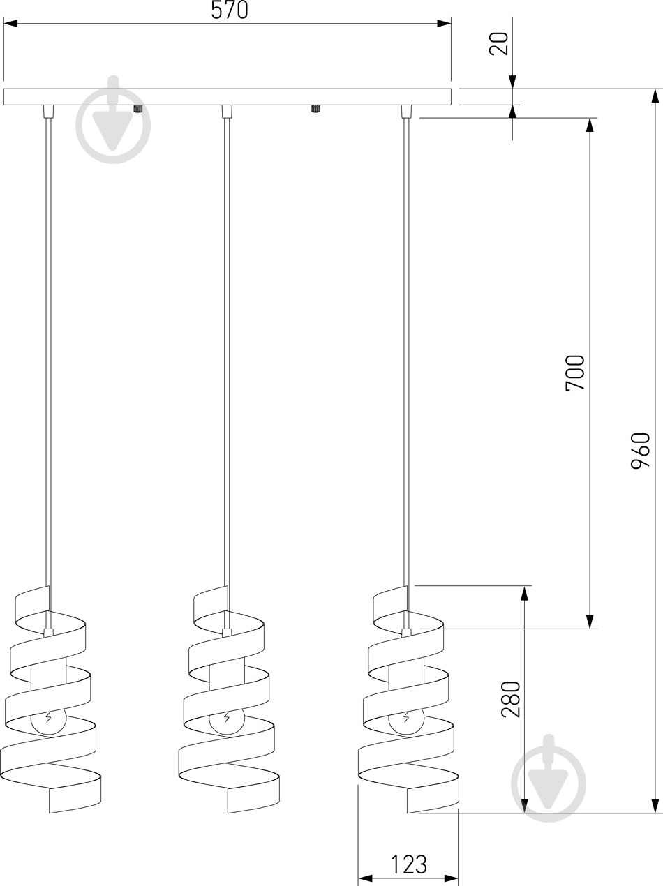 Підвіс Strotskis Storm 3x40 Вт E27 чорний 50058/3 - фото 4
