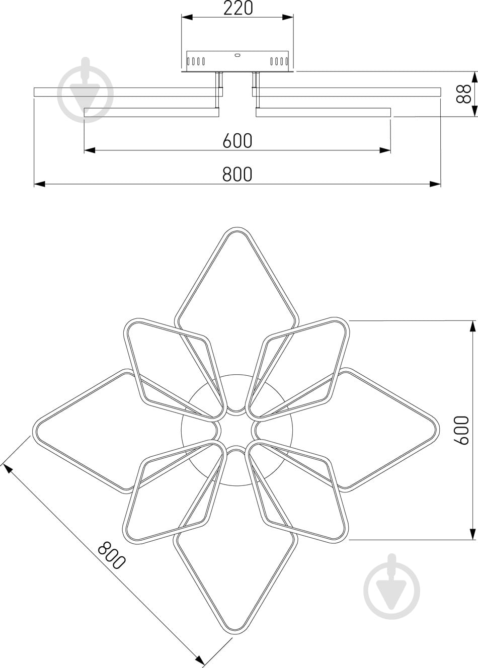 Люстра світлодіодна Strotskis Kalifea 124 Вт LED-модуль хром 90081/8 - фото 4
