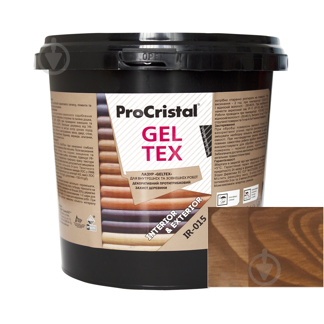 Лазур ProCristal Geltex IР-015 горіх мат 0,8 л - фото 1