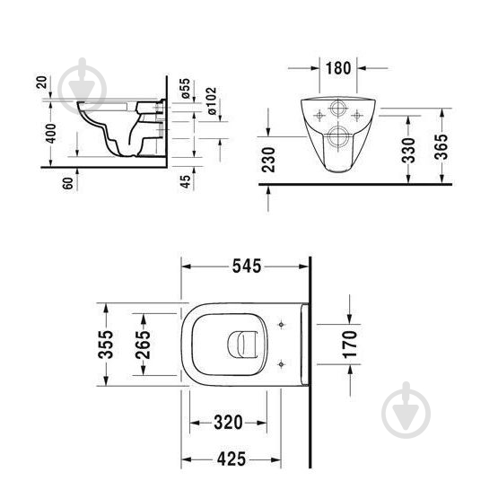 Унитаз подвесной DURAVIT D-code 45700900A1 с сиденьем Soft-close - фото 2 Унитаз подвесной DURAVIT D-code 45700900A1 с сиденьем Soft-close - фото 2