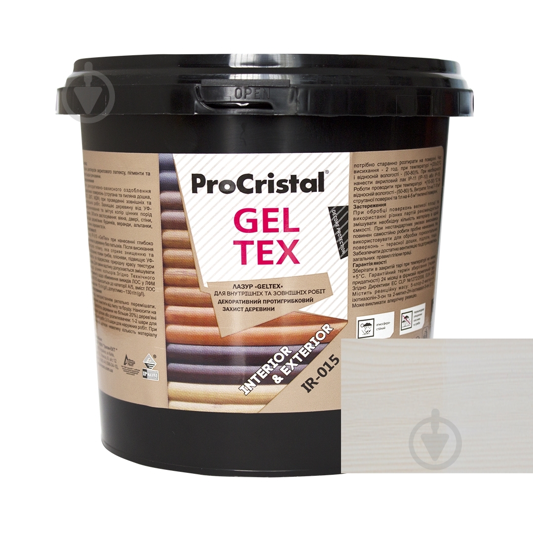 Лазур ProCristal Geltex IР-015 біла мат 0,8 л - фото 1