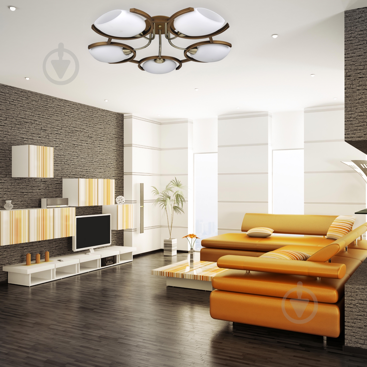 Люстра потолочная Victoria Lighting Odeon/PL5 5x60 Вт E14 орех - фото 2