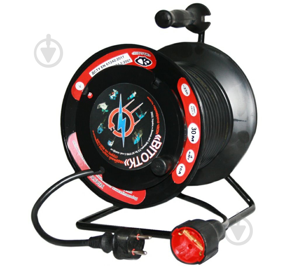 Удлинитель ОТК с заземлением 1 гн. черный 30 м Д-30-3х2,5 - фото 1