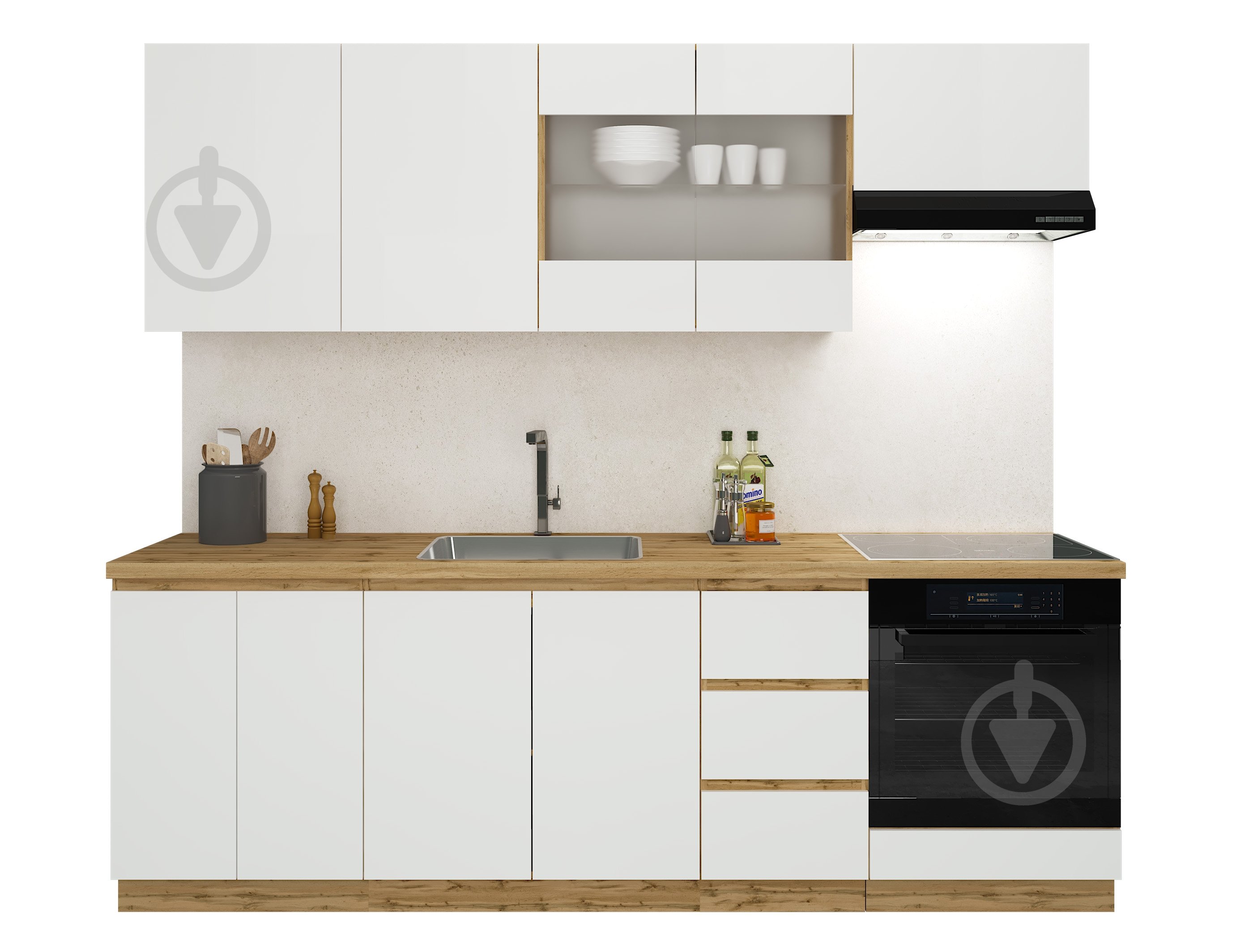 Кухня модульная СОФТ ЛДСП / стекло 2,4 м - фото 1