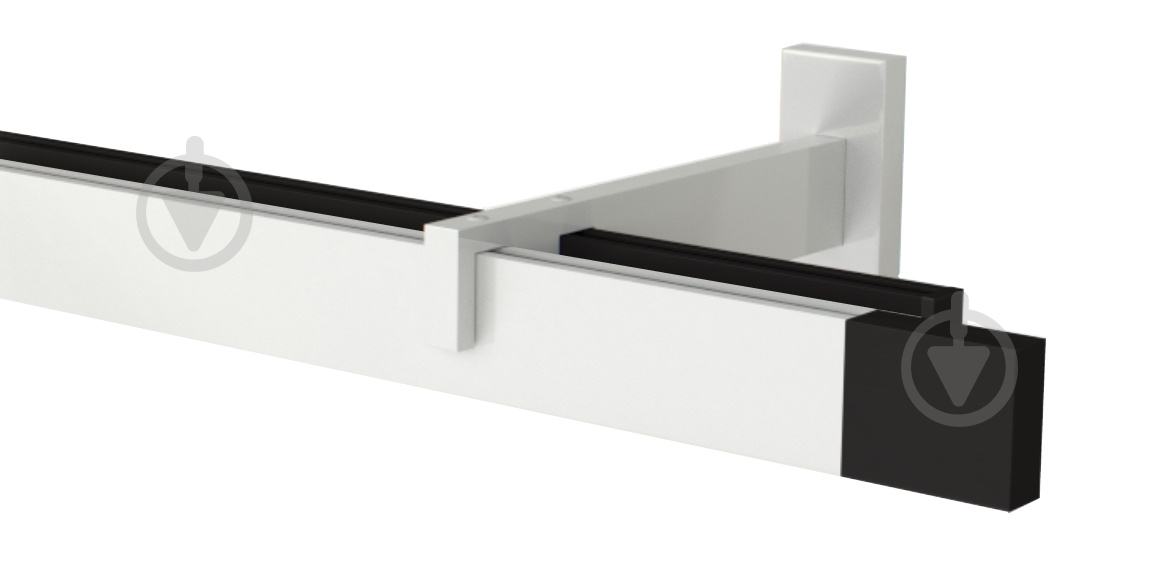 Комплект карнизу Quadrum SQUARE подвійний 17/250 см зебра з чорними гачками - фото 1 Комплект карнизу Quadrum SQUARE подвійний 17/250 см зебра з чорними гачками - фото 1