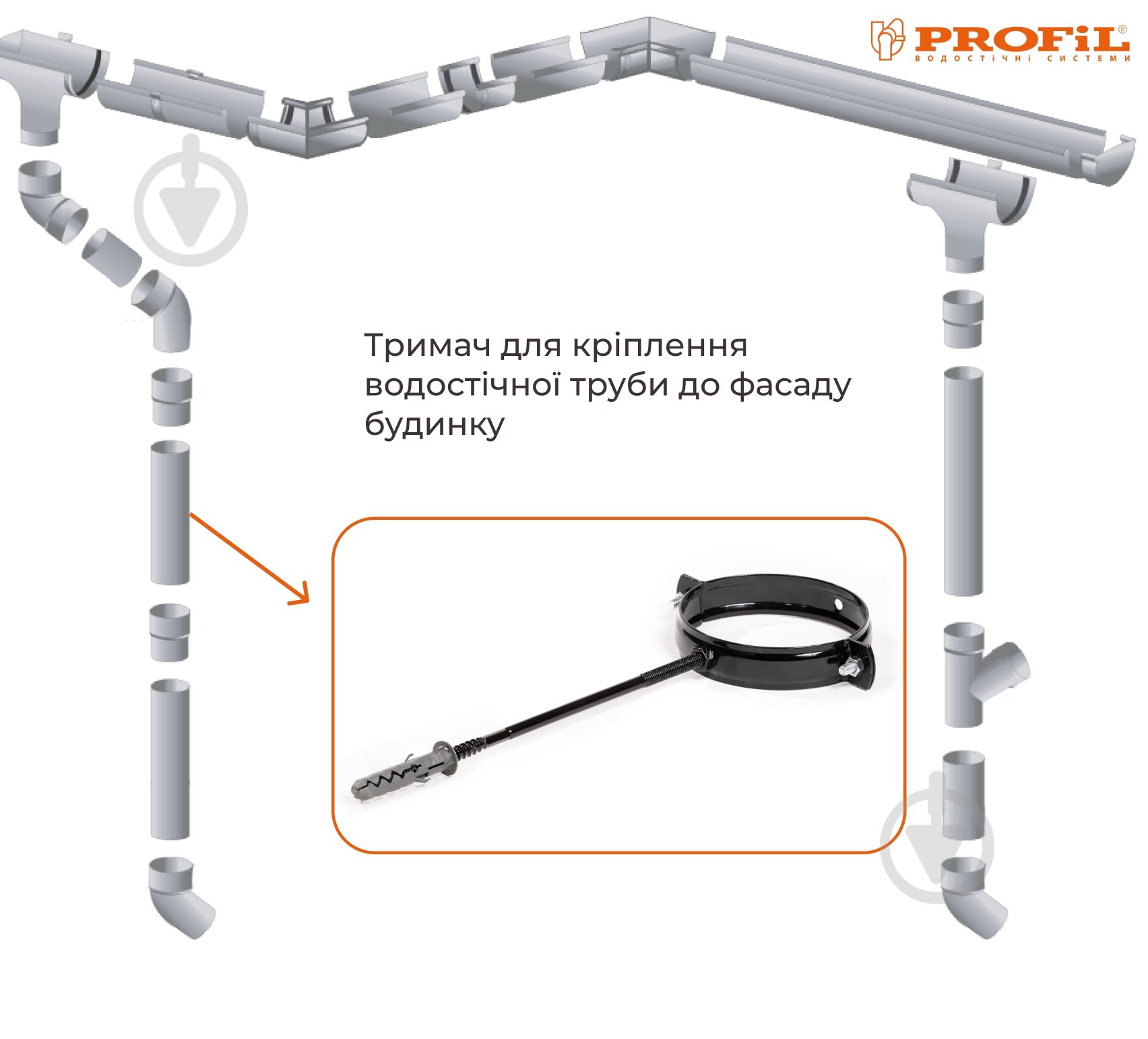 Хомут крепления трубы PROFiL 130 L100 черный - фото 2