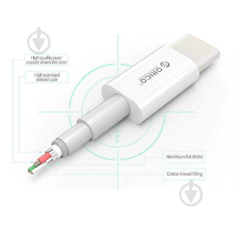 Кабель Orico Тype-C - Type-C, 100W 1 м white (CA913381) - фото 5