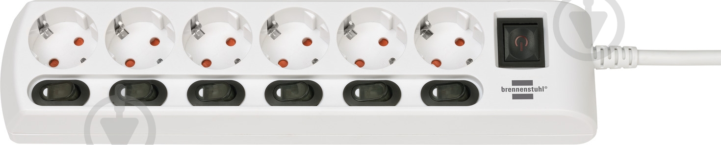 Удлинитель с выключателем Brennenstuhl индивидуально на каждую розетку с заземлением 6 гн. белый 2 м 1153110126 - фото 1 Удлинитель с выключателем Brennenstuhl индивидуально на каждую розетку с заземлением 6 гн. белый 2 м 1153110126 - фото 1