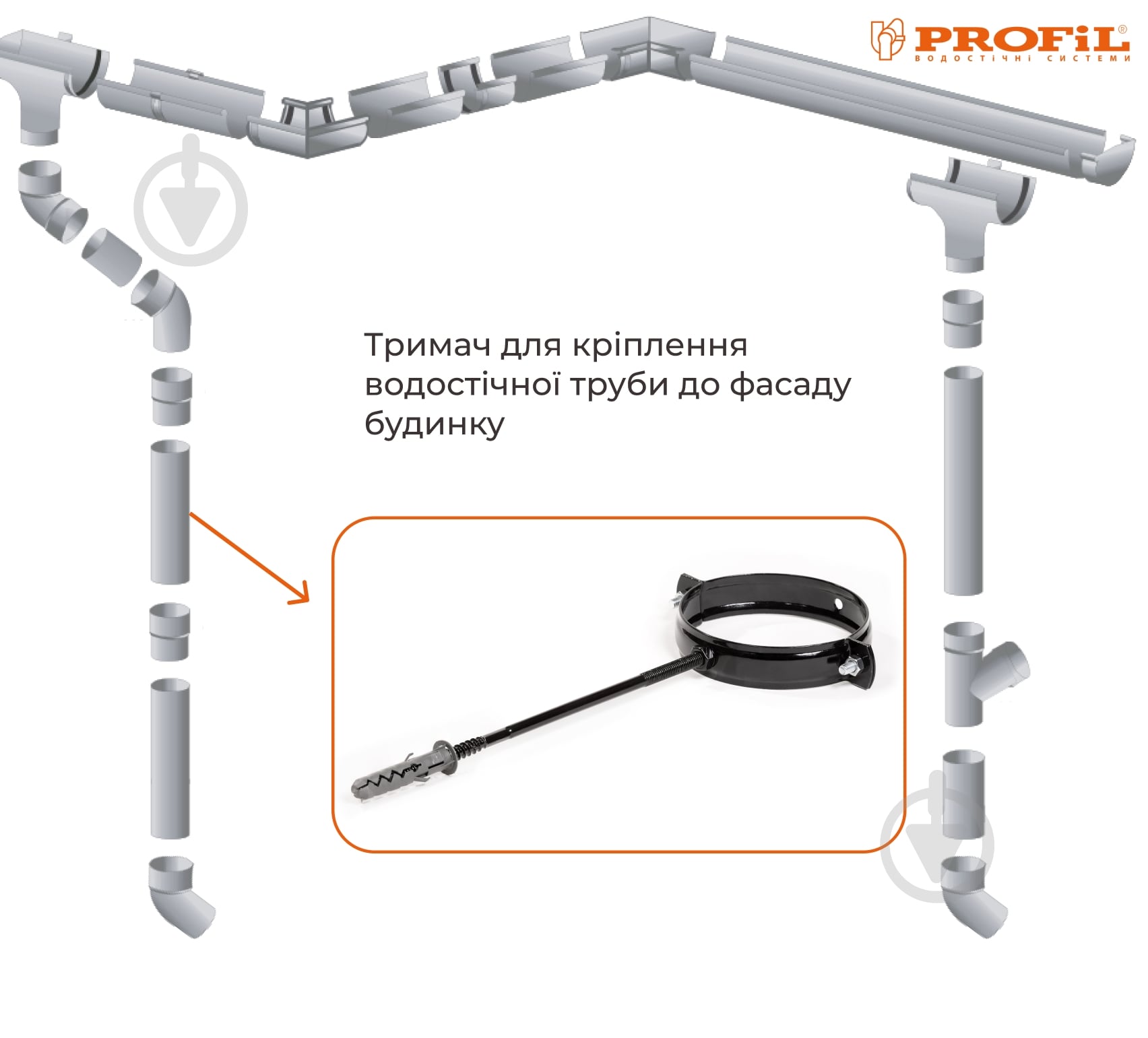 Хомут крепления трубы PROFiL 90 L100 черный - фото 2 Хомут крепления трубы PROFiL 90 L100 черный - фото 2