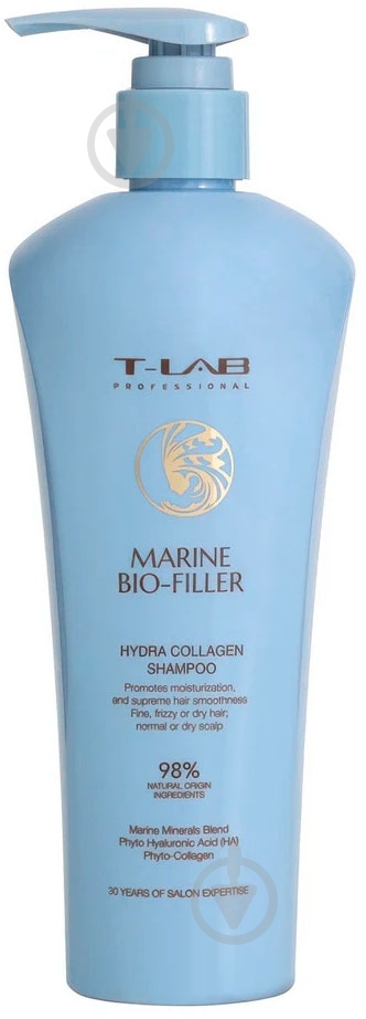 Шампунь T-LAB Professional Marine Bio Filler для волосся з гідролізованим колагеном 300 мл - фото 1
