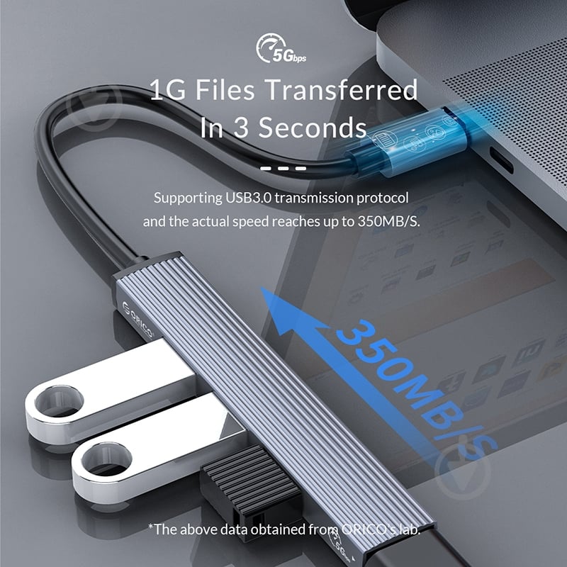 USB-хаб Orico USB-A - USB3.0, 2xUSB2.0, TF (AH-A12F-GY-BP) - фото 7 USB-хаб Orico USB-A - USB3.0, 2xUSB2.0, TF (AH-A12F-GY-BP) - фото 7