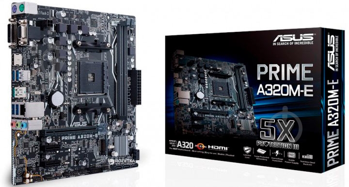 Материнская плата Asus PRIME A320M-E (Socket AM4, AMD A320, mirco ATX) - фото 2 Материнская плата Asus PRIME A320M-E (Socket AM4, AMD A320, mirco ATX) - фото 2