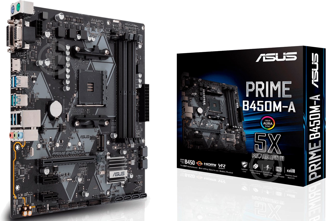 Материнская плата Asus PRIME B450M-A (Socket AM4, AMD B450, mirco ATX) - фото 2