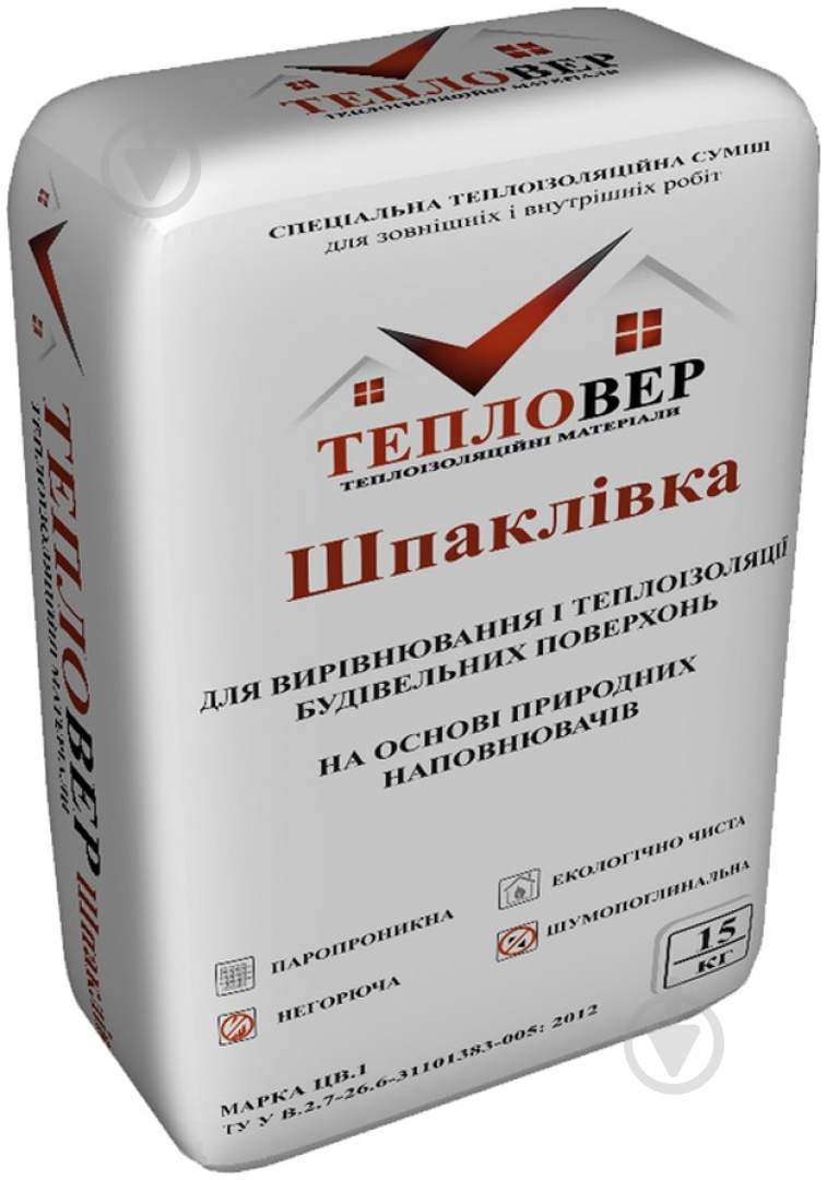 Шпаклевка ТЕПЛОВЕР ЦВ-1 теплоизоляционная 15 кг - фото 1